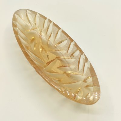 купить Лоток из туалетного набора "Листики", автор Х.М. Пыльд, цветное стекло, алмазная грань, Ленинградский завод художественного стекла (ЛЗХС), СССР, 1960-1980 гг.