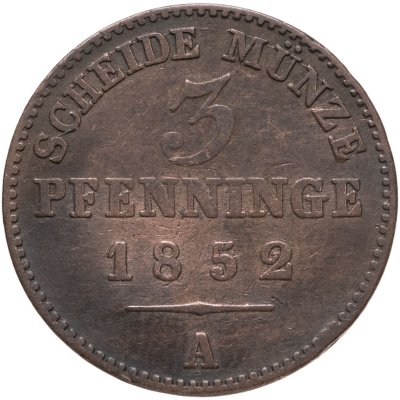 купить Германия, Пруссия 3 пфеннинга 1852 А