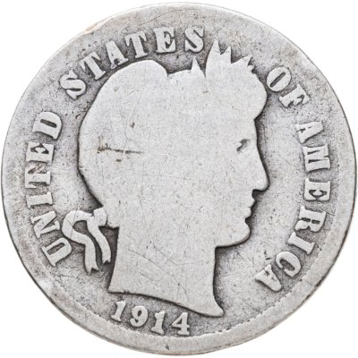 купить США 10 центов (дайм, one dime) 1914 "Barber Dime" знак монетного двора: "D" - Денвер