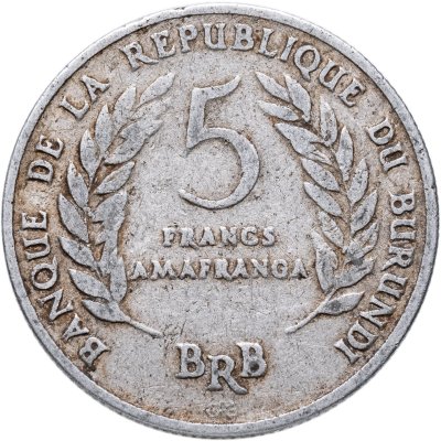 купить Бурунди 5 франков (francs) 1968