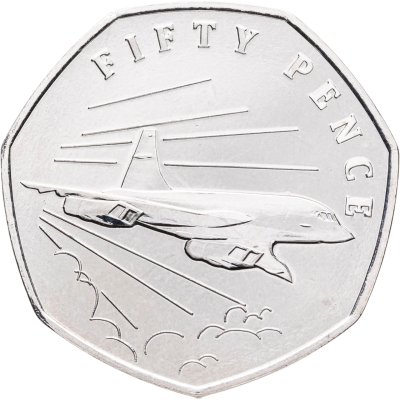 купить Гернси 50 пенсов (pence) 2012 "50 лет первому полету Конкорда - Полёт"