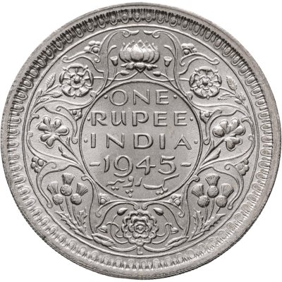 купить Индия (Британская) 1 рупия (rupee) 1945 L знак монетного двора: "L" - Лахор