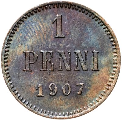 купить 1 пенни (penni) 1907, монета для Финляндии