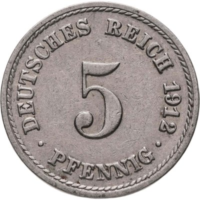 купить Германия 5 пфеннигов (pfennig) 1912, знак монетного двора: "A" - Берлин