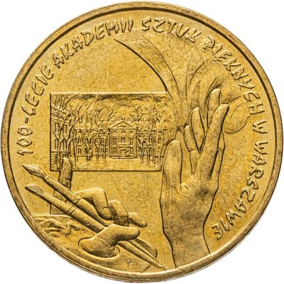 купить Польша 2 злотых 2004 "100 лет основанию Академии изобразительных искусств"