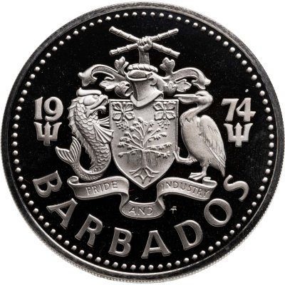 купить Барбадос 2 доллара (dollars) 1974