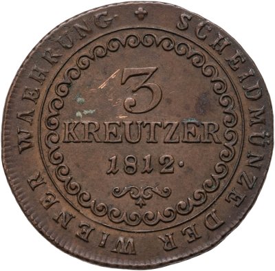 купить Австрия 3 крейцера (kreutzer) 1812, знак монетного двора "S" - Смолник