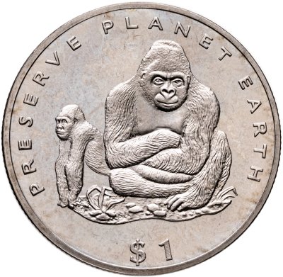 купить Либерия 1 доллар (dollar) 1994 «Сохраним планету Земля - горилла»
