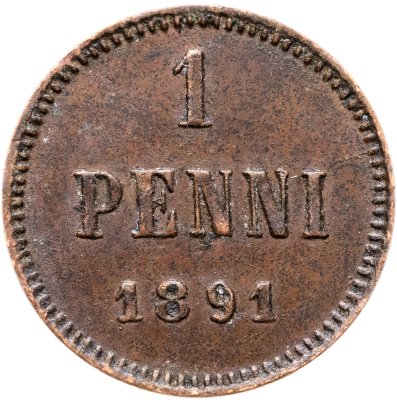 купить 1 пенни (penni) 1891, монета для Финляндии
