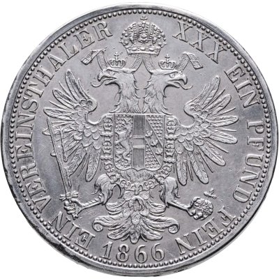 купить Австрия 1 союзный талер (vereinsthaler) 1866 A знак монетного двора "A" - Вена