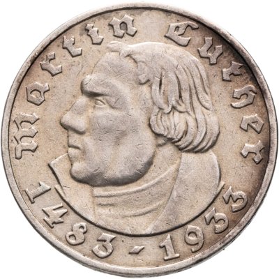 купить Германия (Третий рейх) 5 рейхсмарок (reichsmark) 1933 А "450 лет со дня рождения Мартина Лютера"