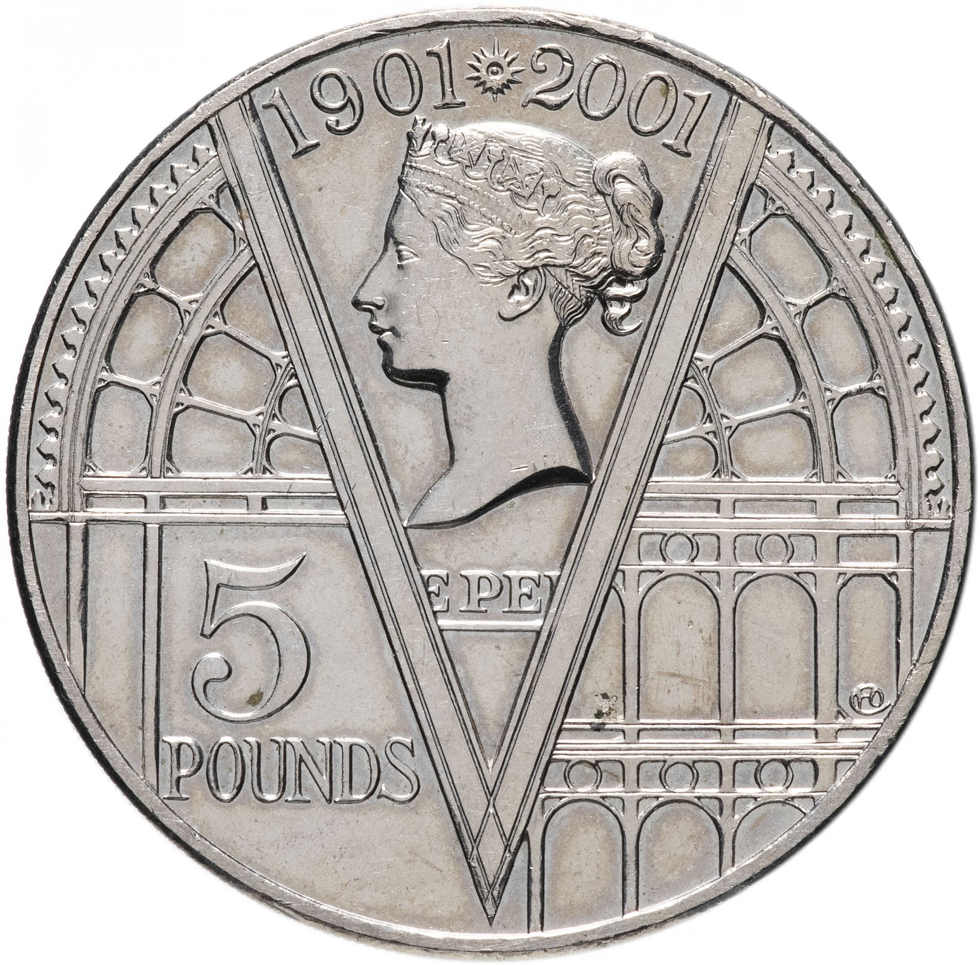 Великобритания 5 фунтов (pounds) 2001 "100 лет со дня смерти Королевы ...
