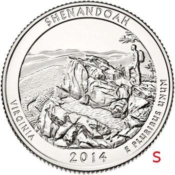купить США 25 центов (квотер) 2014 S — Национальный парк Шенандоа
