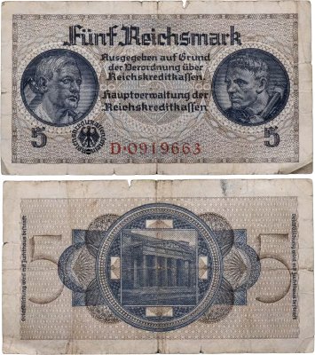 купить Германия 5 марок 1939-1945 серия D