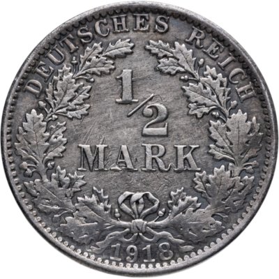 купить Германия 1/2 марки (mark) 1918 A знак монетного двора: "A" - Берлин