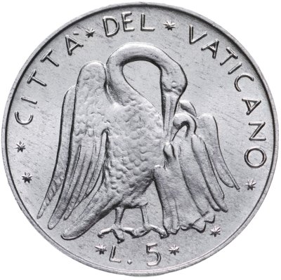купить Ватикан 5 лир 1974