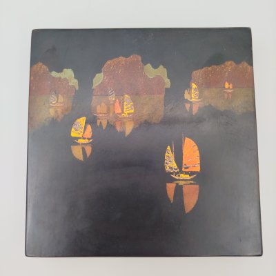 купить Шкатулка выполненная в восточном стиле, украшенная изображением морского пейзажа, папье-маше, лак, роспись, Азия, 1970-1990 гг.