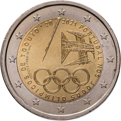 купить Португалия 2 евро 2021 "Летние Олимпийские игры в Токио"