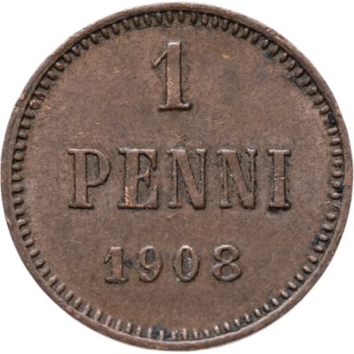 купить 1 пенни (penny) 1908, монета для Финляндии