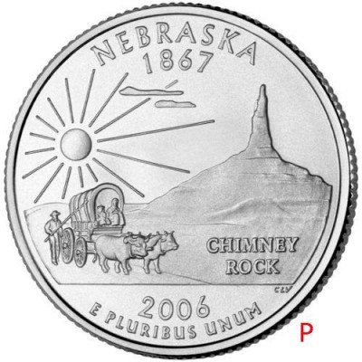 Купить США 25 центов (квотер) 2006 P — штат Небраска