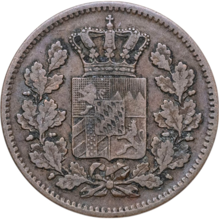 Купить Германия, Бавария 2 пфеннига 1866
