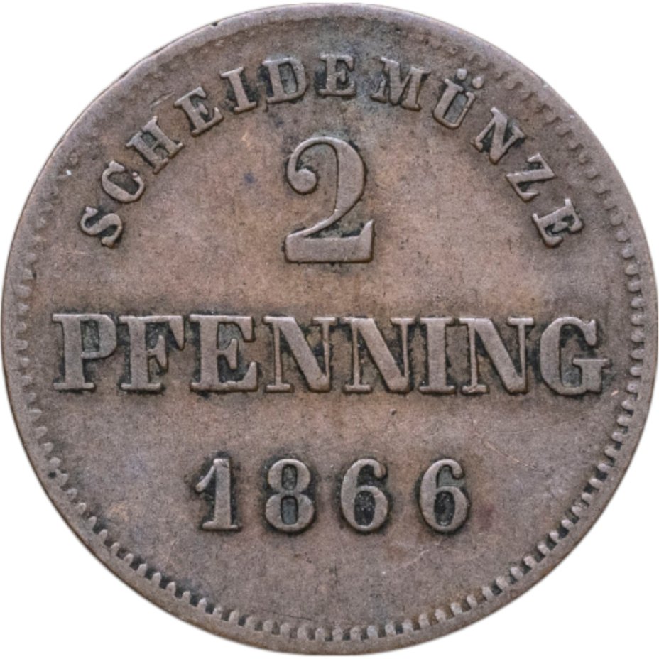 купить Германия, Бавария 2 пфеннига 1866