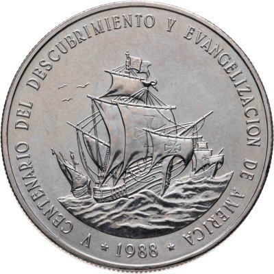 купить Доминикана 1 песо (peso) 1988 500 лет открытию и евангелизации Америки