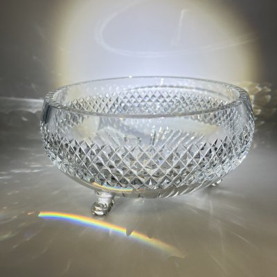 купить Салатник массивный с геометрическим декором и фигурными ножками, хрусталь, СССР, 1970-1990 гг.