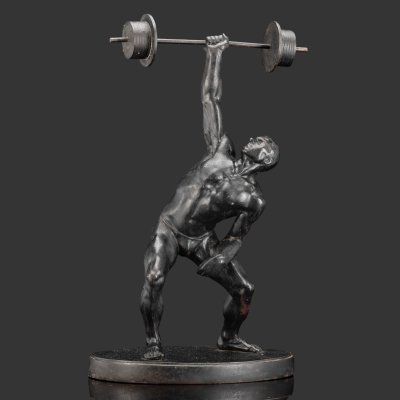 купить Статуэтка "Штангист", скульптор М.Г. Манизер, чугун, крашение, Каслинский чугунолитейный завод (Касли), СССР, 1963 г.