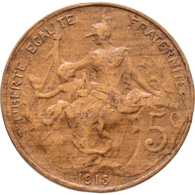 купить Франция 5 сантимов (centimes) 1915