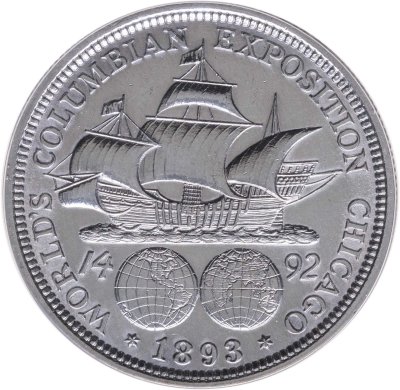 купить США 1/2 доллара (50 центов, half dollar) 1893 "Всемирная выставка 1893 года. Колумб" в слабе ANACS AU58