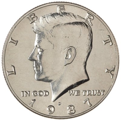купить США 50 центов (1/2 доллара, half dollar) 1987 D Kennedy Half Dollar (Кеннеди) знак монетного двора "D" - Денвер