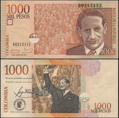 купить Колумбия 1000 песо 11.06.2011 (2012) [Бумага Р.456o]