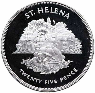 купить Остров Святой Елены 25 пенсов (pence) 1977 "25-я годовщина вступления на престол королевы Елизаветы II (гигантская черепаха)"