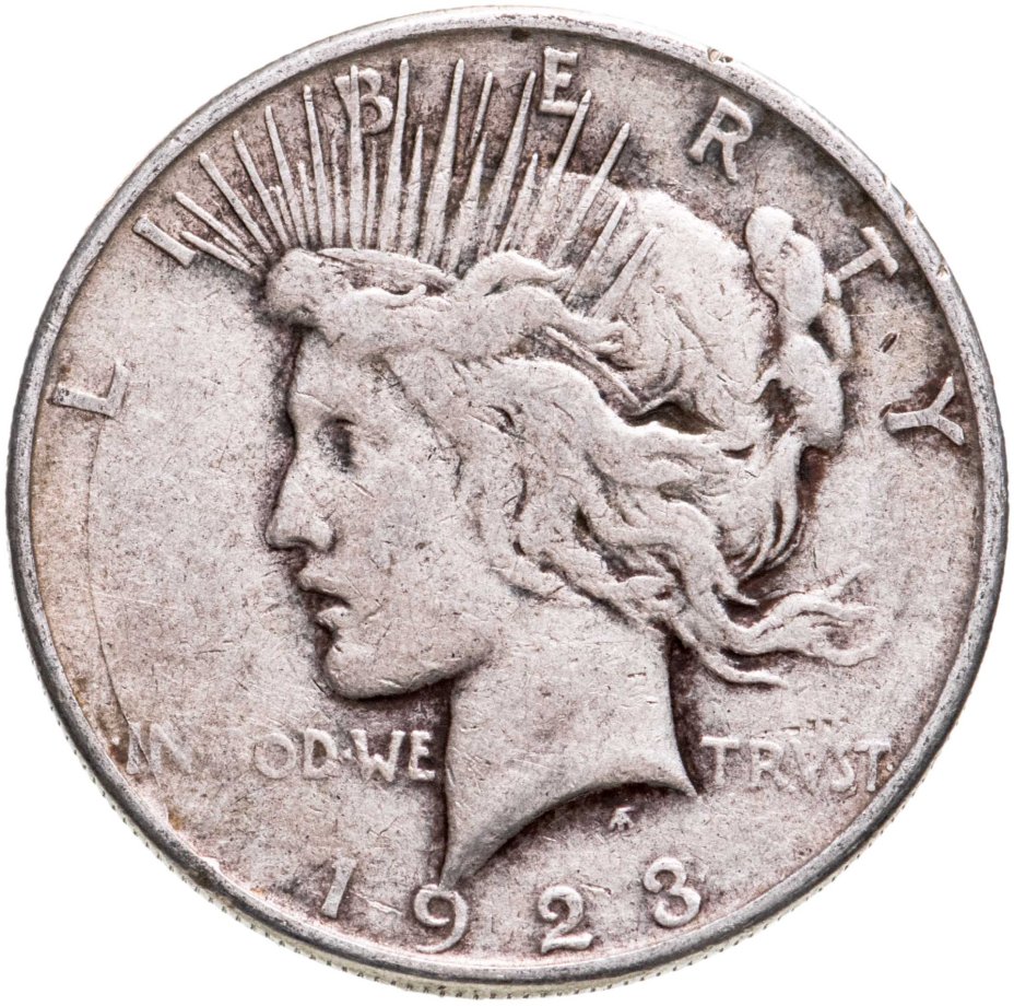 Монета США 1 доллар (dollar) 1922-1923 Peace Dollar (Мирный доллар),  случайный год стоимостью 4773 руб.