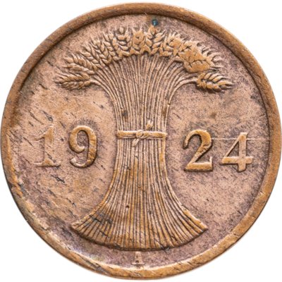 купить Германия 2 пфеннига (рентенпфеннига) 1924, знак монетного двора "A" — Берлин