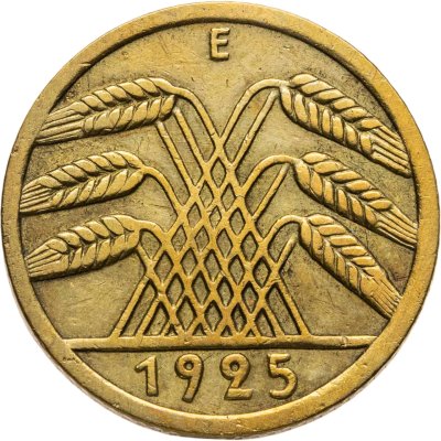 купить Германия 5 рейхспфеннигов (reichspfennig) 1925 E знак монетного двора "E" — Мульденхюттен