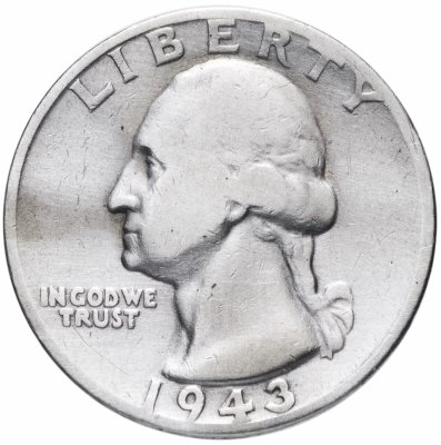 Купить США 1/4 доллара (25 центов, квотер, quarter dollar) 1943 S