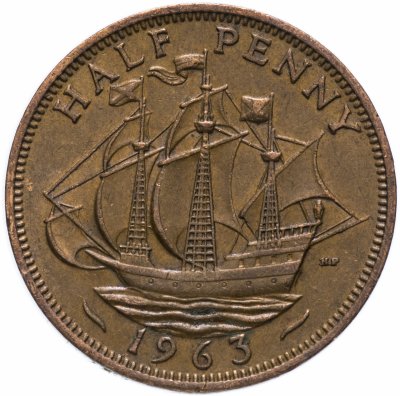 Купить Великобритания 1/2 пенни (penny) 1963