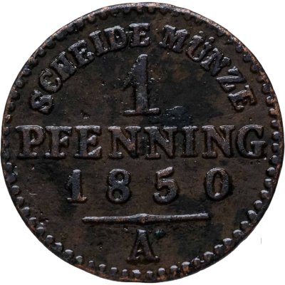 купить Германия, Пруссия 1 пфенниг 1850 А