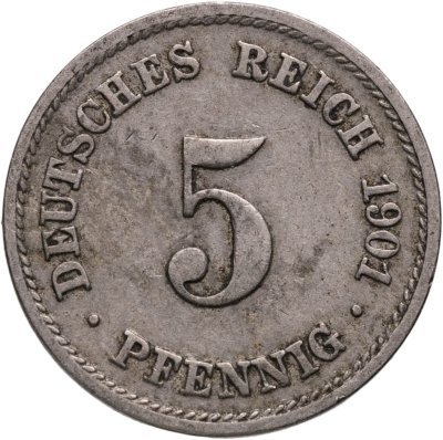 купить Германия 5 пфеннигов (pfennig) 1901 F знак монетного двора: "F" - Штутгарт