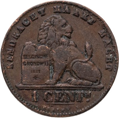 купить Бельгия 1 сантим (centime) 1894 Надпись на голландском - 'DER BELGEN'