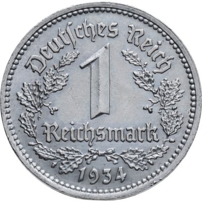 купить Третий рейх 1 рейхсмарка (reichsmark) 1934 A