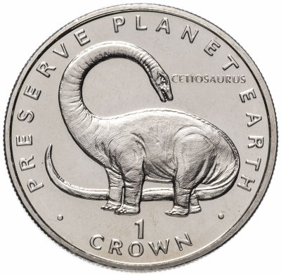 купить Гибралтар 1 крона (crown) 1993 "Динозавры - Цетиозавр"