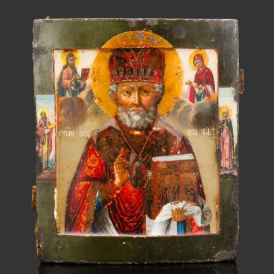 купить Икона "Святой Николай Чудотворец", дерево, темпера, золочение, Российская империя, 1800-1850 гг.