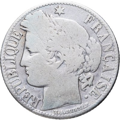 купить Франция 1 франк (franc) 1872 A знак монетного двора: "A" - Париж