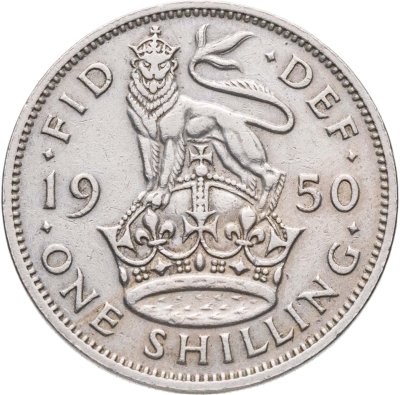 купить Великобритания 1 шиллинг (shilling) 1950 Английский шиллинг - лев, стоящий на короне