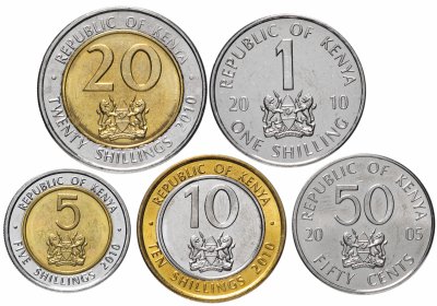 купить Кения набор монет 2005 - 2010 год 50 центов, 1, 5, 10 и 20 шиллингов (5 штук)