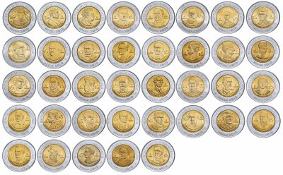 купить Мексика полный набор юбилейных монет 5 песо 2008-2010 (37 штук)