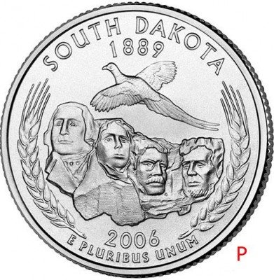 Купить США 25 центов (квотер) 2006 P — штат Южная Дакота